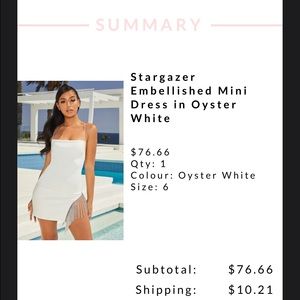 Oyster White Stargazer Embellished Mini Dress in Oyster White